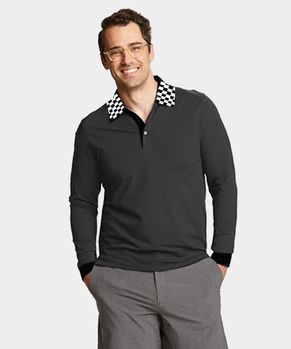 custom Tailormade Men's Full Sleeves Jacquard Polo